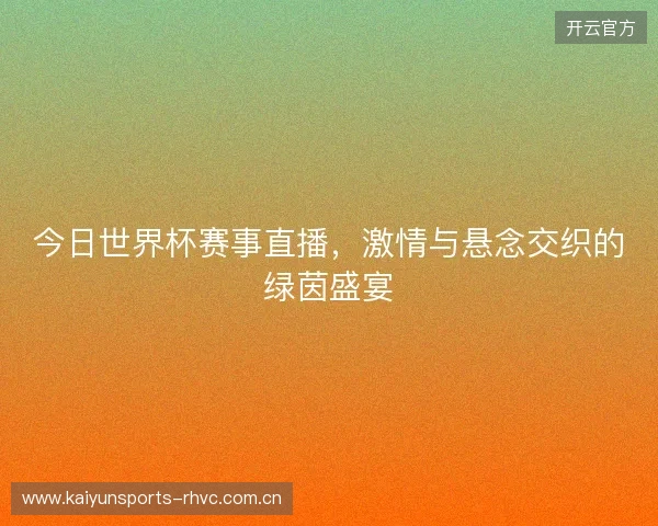 今日世界杯赛事直播，激情与悬念交织的绿茵盛宴